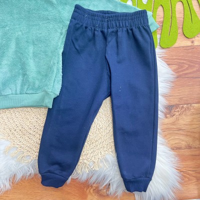 Conj. Casaco com Capuz Be Cool de Pelinho e Calça de Moletom - Verde e Marinho